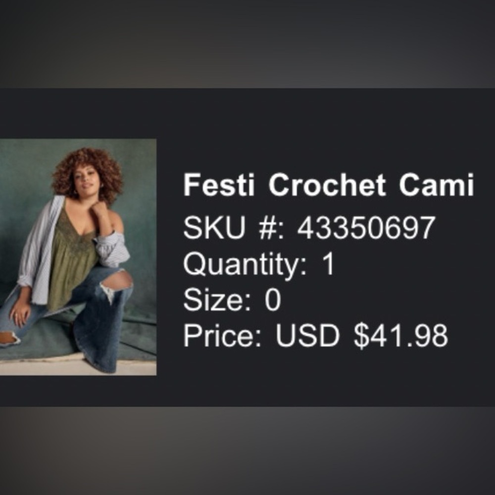 NWOT Torrid Festi Crochet Cami - Picture 5 of 5